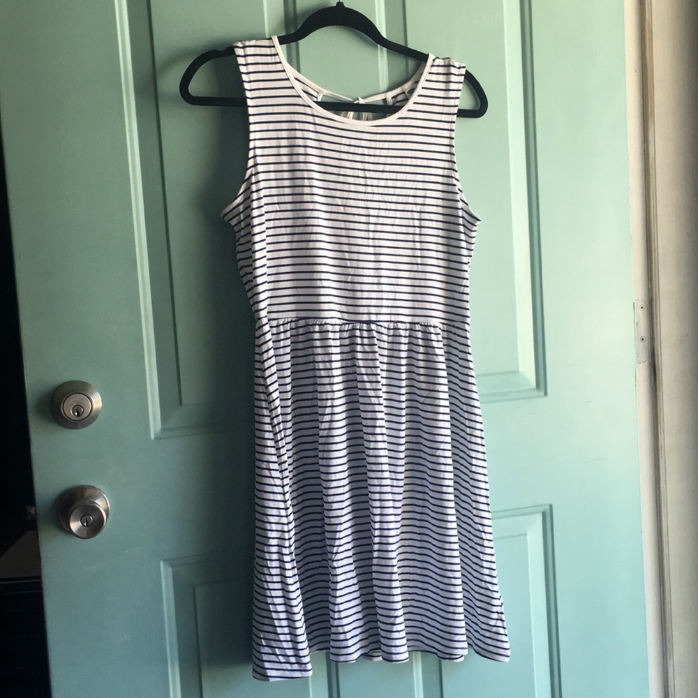 Navy and white striped sundress